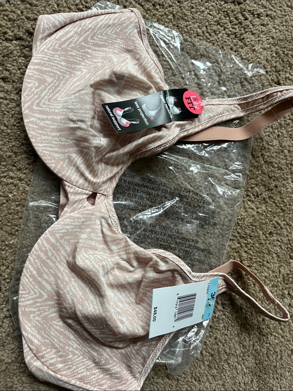 Lily Comfort Lift Bra - Blush Print NWT